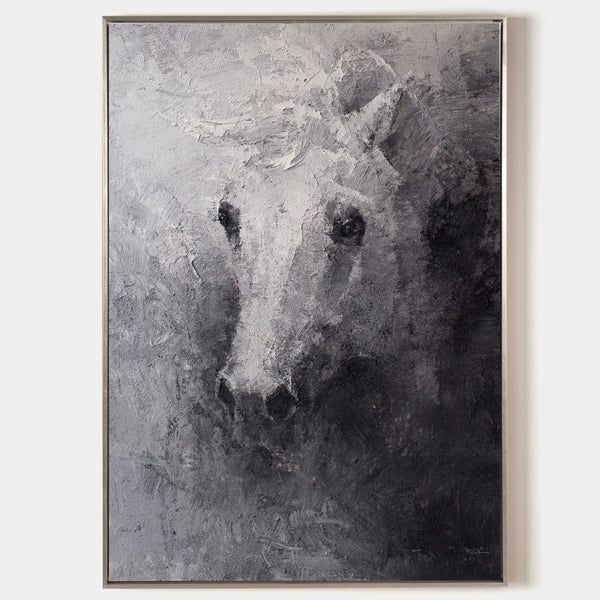 Black White Abstract Horse Painting Original Animal Painting horse Portrait Painting