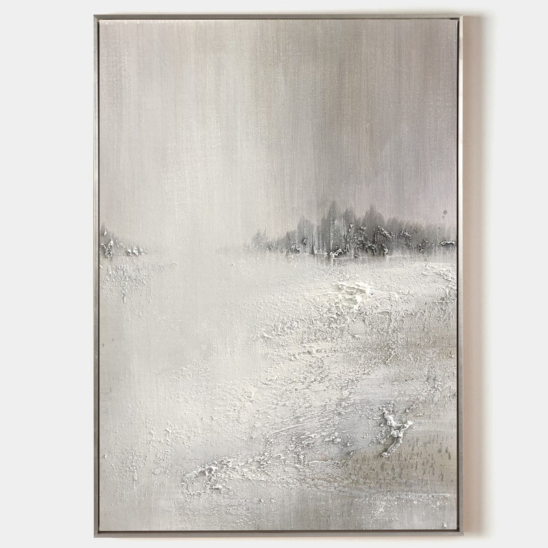 Grey Landscape Acrylic Painting Large Canvas Wall Art Abstract Landscape Art For Livingroom
