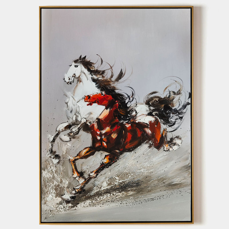 Rich Textured Running Horse Wall Art Modern Horse Textured Canvas Wall Art Horse Acrylic Painting For Sale