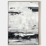 Large Black And White Beach Canvas Wall Art Abstract Ocean Painting