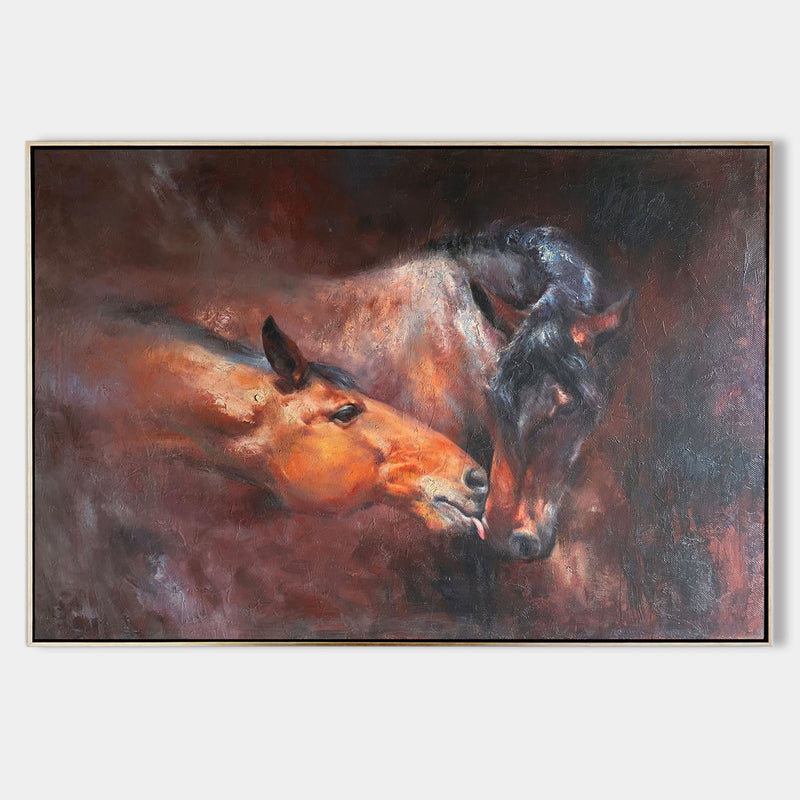 Modern Wild Horse Acrylic Painting Large Brown Horses Livingroom Canvas Wall Art For Sale