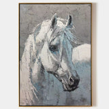 White Horse Painting Livingroom Canvas Artworks Horse Acrylic Painting Large Horse Wall Art For Sale