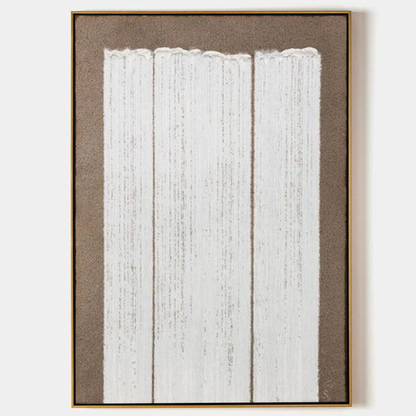 Wabi-sabi Khaki White Canvas Art Large Minimalist Painting Khaki White 3D Textured Acrylic Painting Modern Minimalist Art