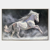 Modern Wild Running Horses Canvas Wall Art Extra Large White Horse Acrylic Painting For Sale