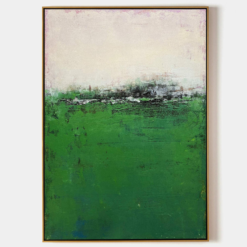 Green Minimalist Acrylic Painting On Canvas Extra Large Minimal