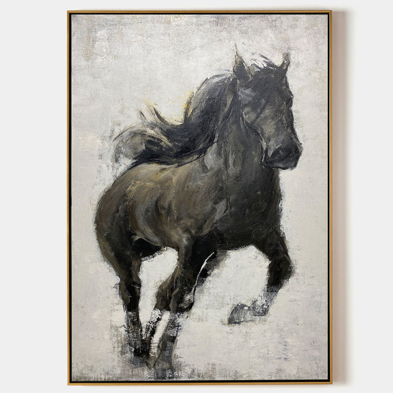 Large Modern Black Horse Painting Wall Art For Living Room Canvas Painting Horse Acrylic Painting