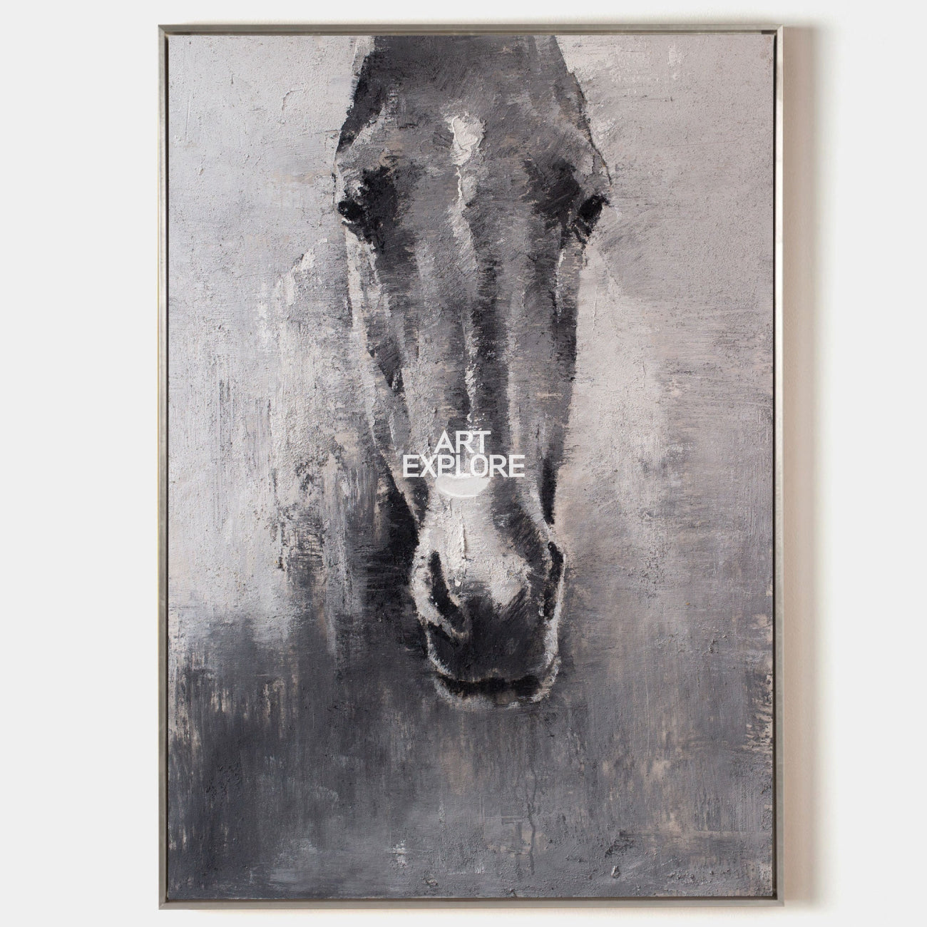 Grey White Abstract Horse Painting Horse Wall Art Horse Artwork 