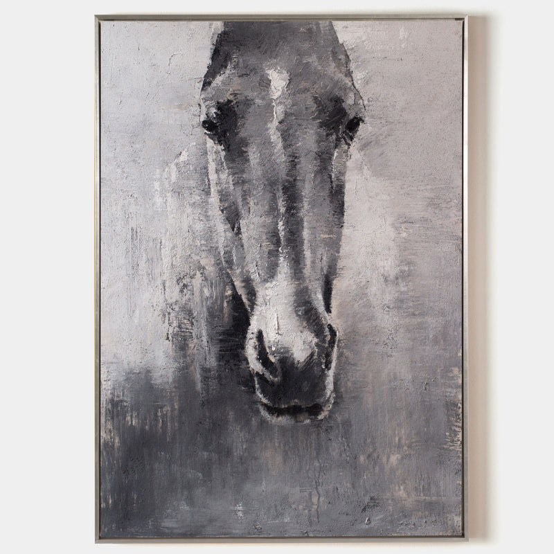 Grey White Abstract Horse Painting Horse Wall Art Horse Artwork 