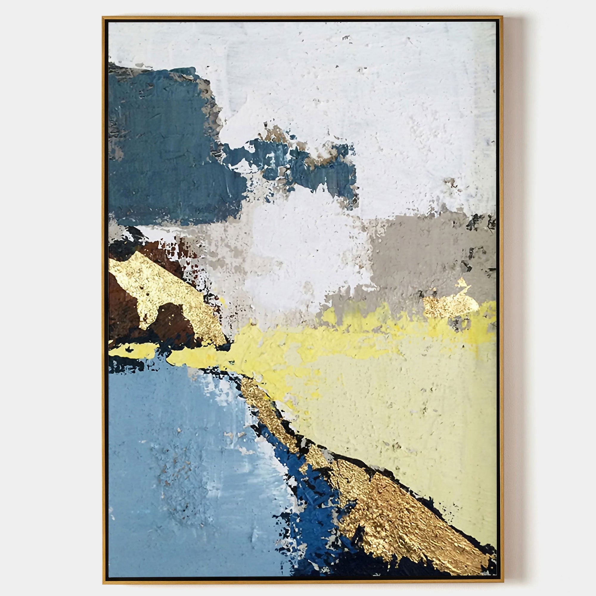 Acrylic Abstract Landscape Painting Gold Leaf Abstract Wall Art For ...