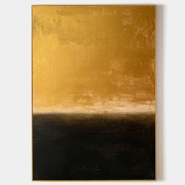 Modern Black And Gold Minimalist Painting Gold Abstract Acrylic Painting Livingroom Wall Art For Sale 