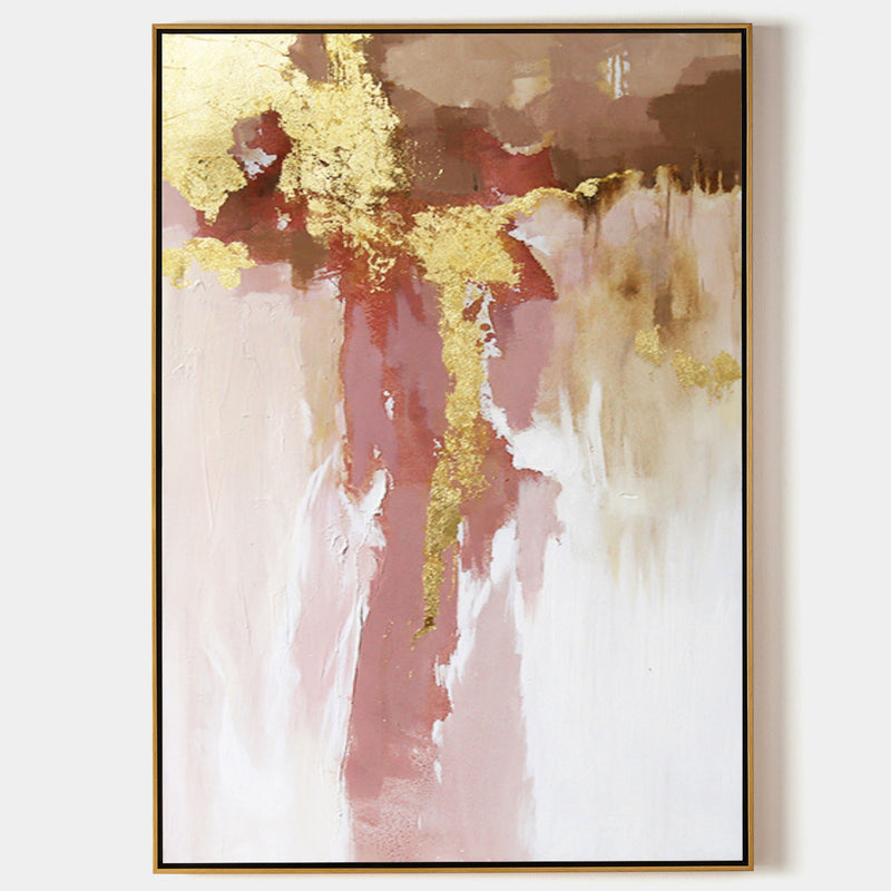 Pink And Gold Wall Art Gold Abstract Art Large Wall Decor Living Room