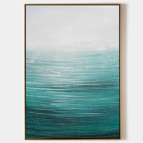 Blue Wave Oil Painting On Canvas Large Abstract Ocean Wall Art Ocean Wave Painting Acrylic Textured Art Blue And Gold Abstract Painting