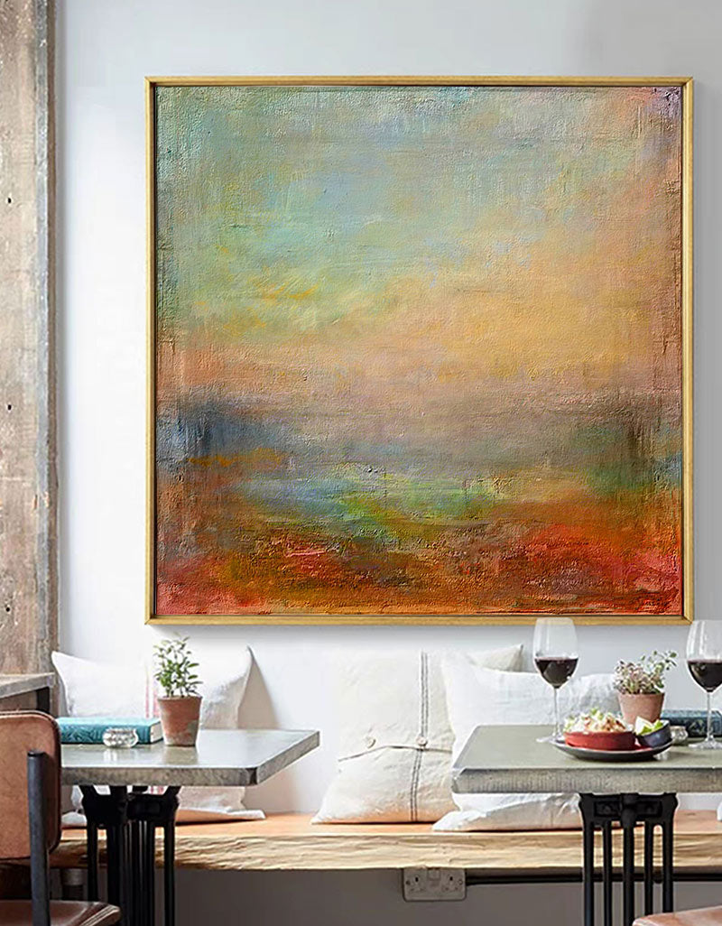 Square Abstract Landscape Art Contemporary Landscape Painting Framed