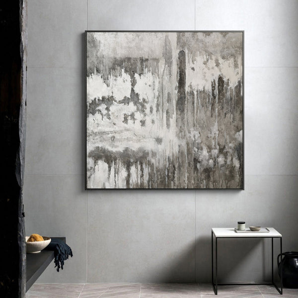 40 x 40 Grey And White Abstract Art Square Gray Bedroom Wall Decor