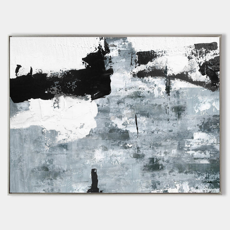 Large Abstract Canvas Art Oversized Black And White Abstract Art Framed
