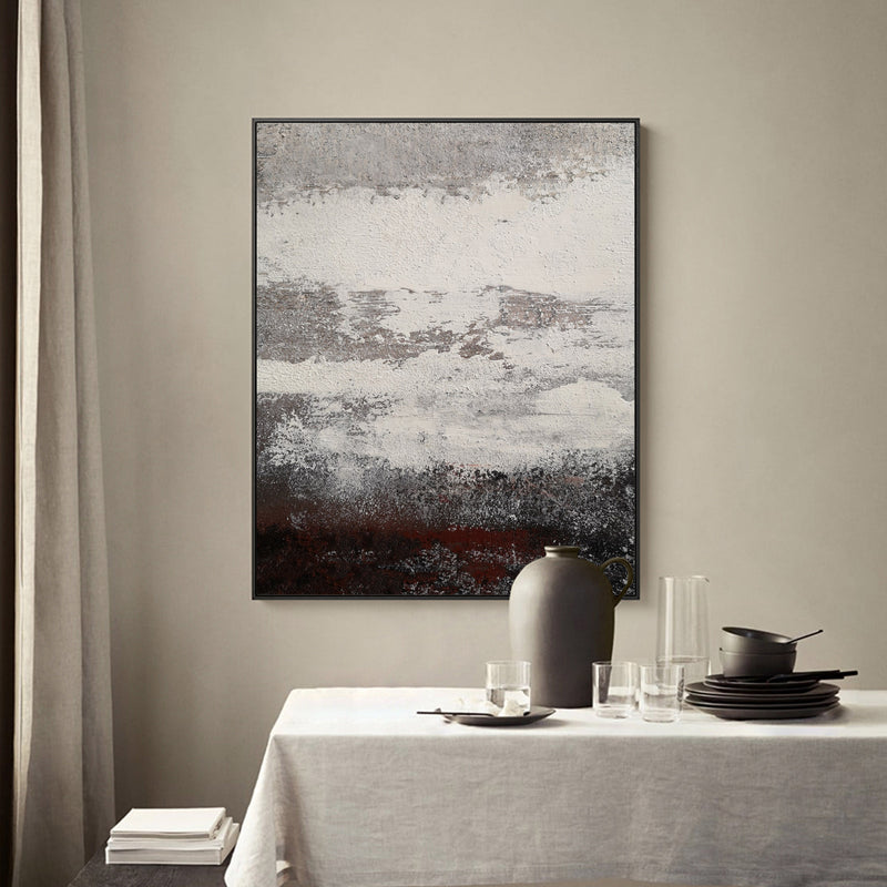 Grey And White Abstract Painting Original impressionism abstract Canvas Art Grey Canvas Wall Art Modern Abstract Paintings For Living Room