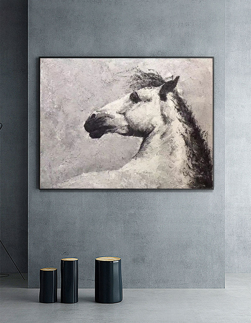 Horse Acrylic Painting White Horse Art Framed Horse Art Horse Portrait Painting