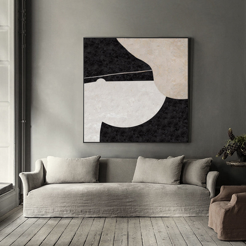 Large Minimalist Art Beige Canvas Wall Art Square Abstract Art