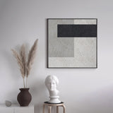 Original Minimalist Painting Abstract Geometric Painting Black White Grey