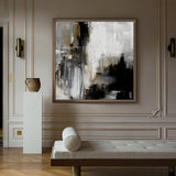 Black And Grey Abstract Art Extra Large Square Abstract Art Huge Canvas Art