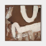 Modern Wabi-sabi Brown Canvas Art Brown White Minimalist Wall Art Acrylic Painting For Livingroom