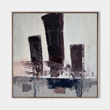 Modern Abstract Gery Canvas Wall Art, Cityscape Minimalist Painting Grey Canvas Painting