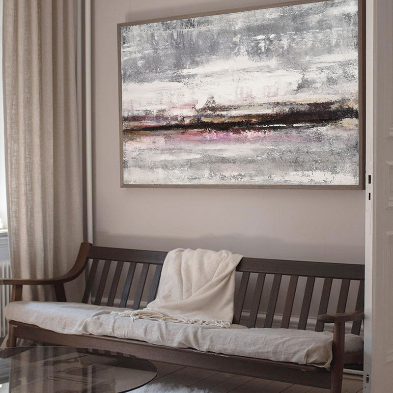 Large Grey Abstract Canvas Wall Art Abstract Beach Painting Modern Abstract Painting