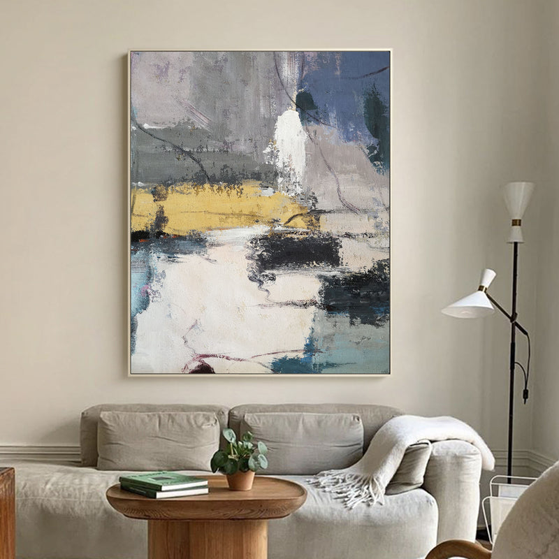 Large Abstract Canvas Art Blue And Yellow Abstract paintings On Canvas Abstract Landscape Painting Modern Paintings For Living Room