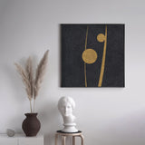 Black And Gold Abstract Art Minimalist Painting Frame For Livingroom