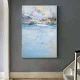 Large Beach Sunset Painting Original Acrylic Blue Ocean Canvas Wall Art