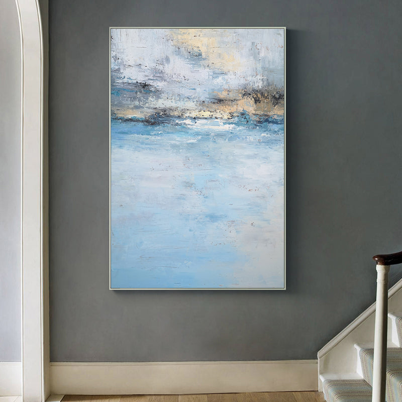 Large Beach Sunset Painting Original Acrylic Blue Ocean Canvas Wall Art