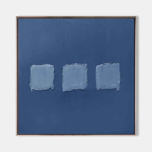 Modern 3D Texture Painting Minimalist Canvas Wall Art Wabi-Sabi Blue Abstract Painting