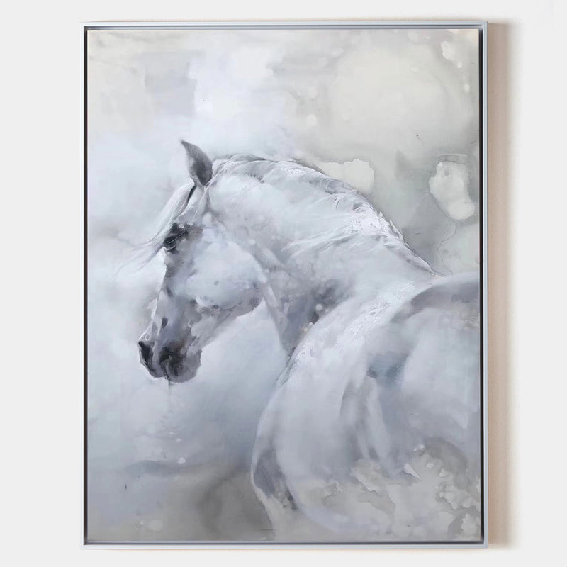 Large White Horse Painting Extra Large Horse Canvas Wall Art Large Horse Canvas Art