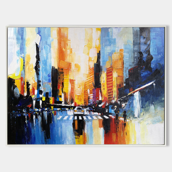  Large abstract night city painting cityscape wall art