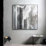 Square Grey Abstract Canvas Art Bedroom Canvas Art Living Room Canvas