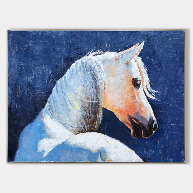 Famous Oil Paintings Of Horses White Horse Painting Framed Horse Wall Art