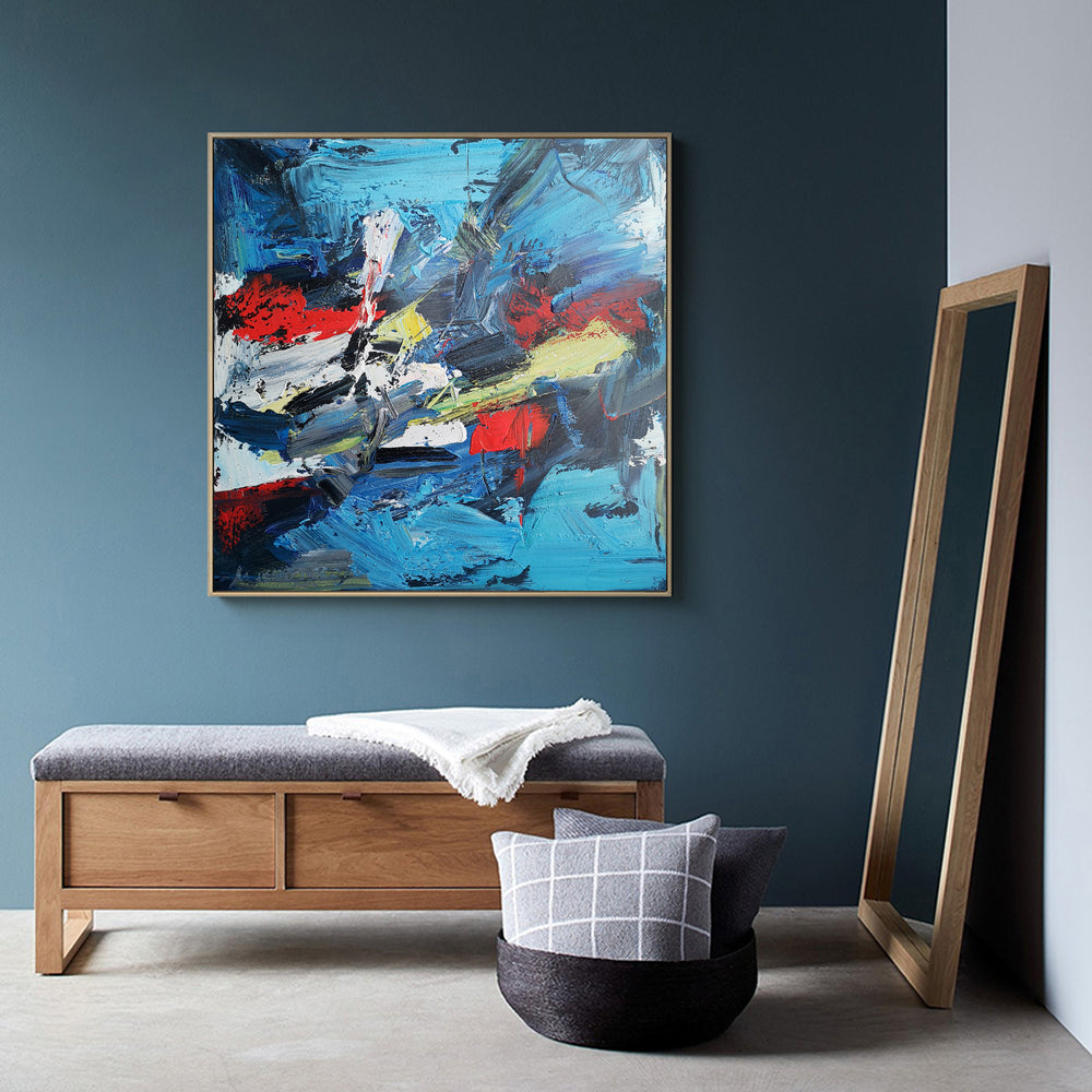 40 x 40 Square Multicolor Wall Art Colorful Contemporary Abstract Painting 