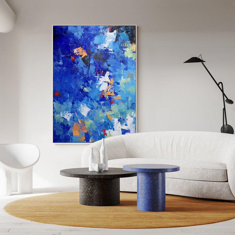 36 x 48 Navy Blue Wall Art Bright Coloured Artwork Multicolor Wall Painting