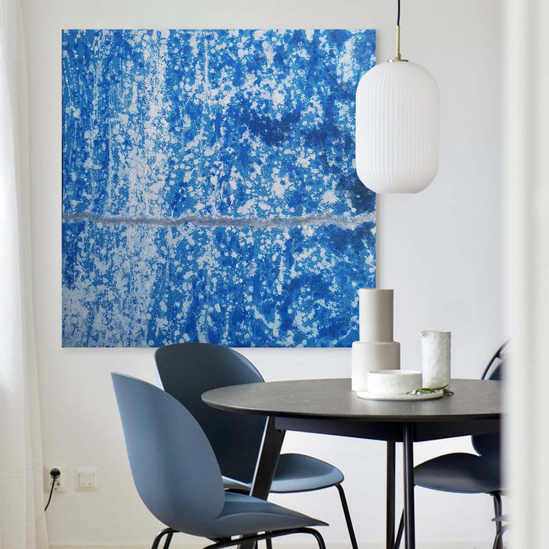 40 x 40 Blue Abstract Art Modern Abstract Painting BLue And White