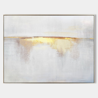 Impression Sunrise Painting On Canvas Abstract Beach Art Yellow White