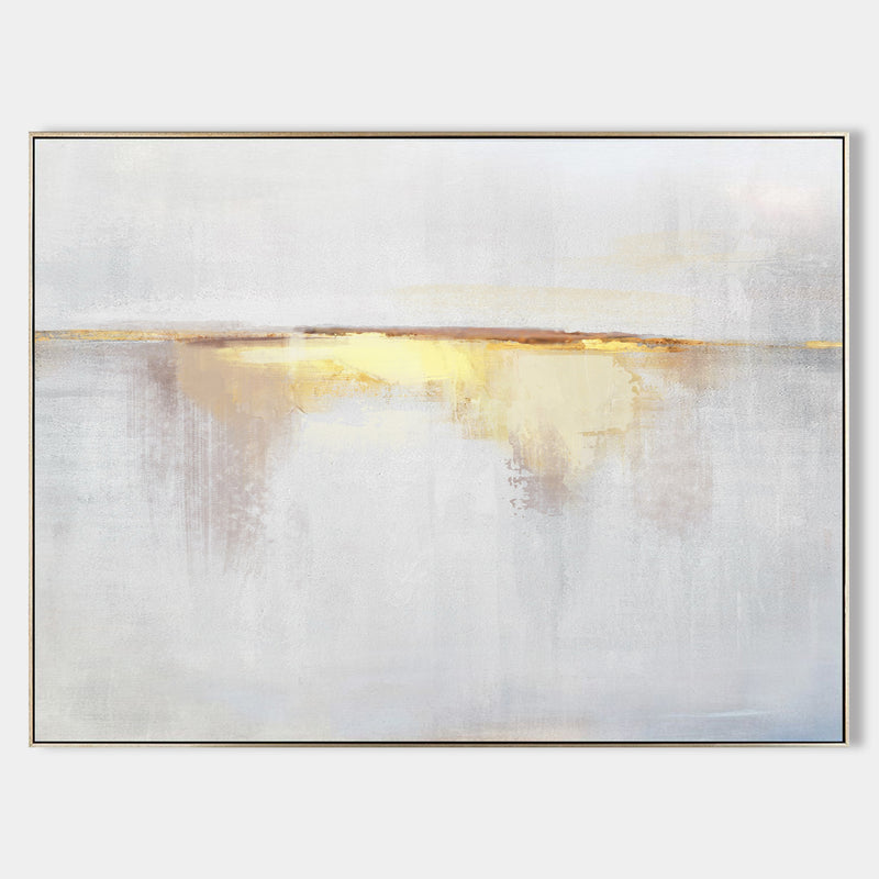 Impression Sunrise Painting On Canvas Abstract Beach Art Yellow White