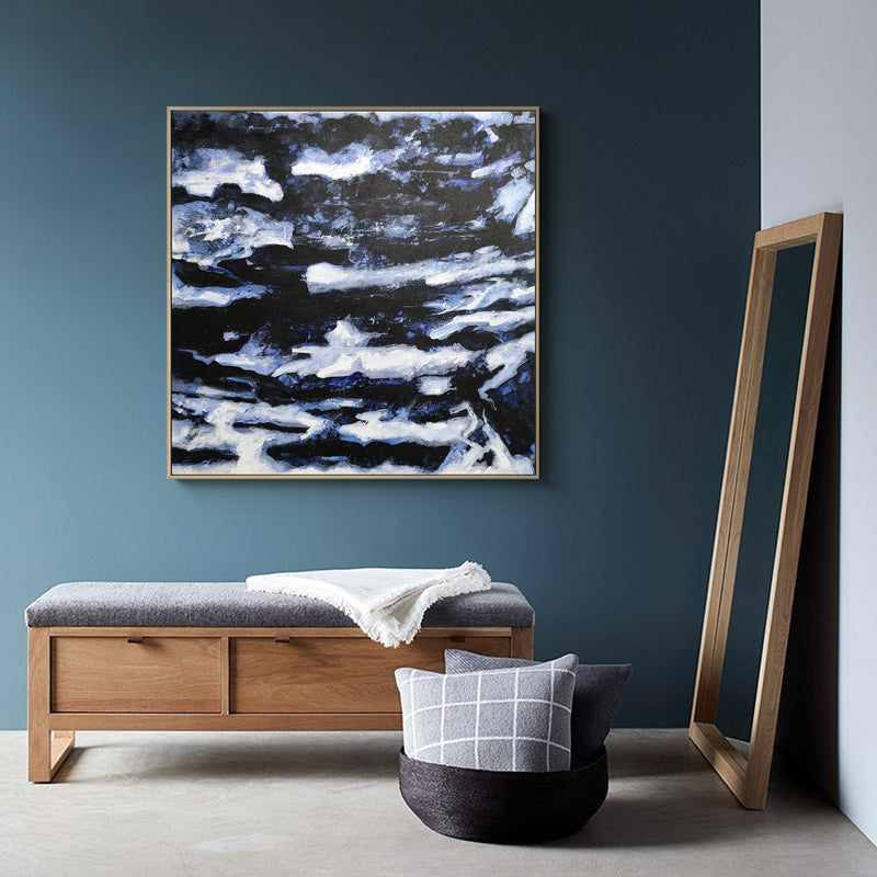 40 x 40 Dark Blue Wall Art Abstract Black And Blue Paintings For Sale