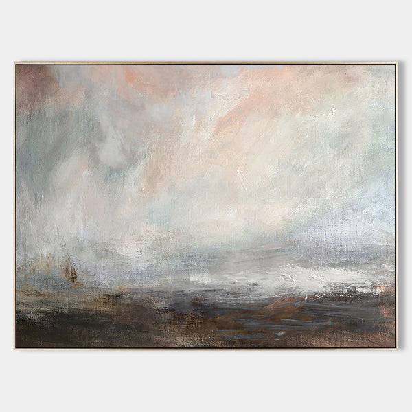 Large Beach Painting On Canvas Horizontal Coastal Wall Art Impressionist Seascape Paintings