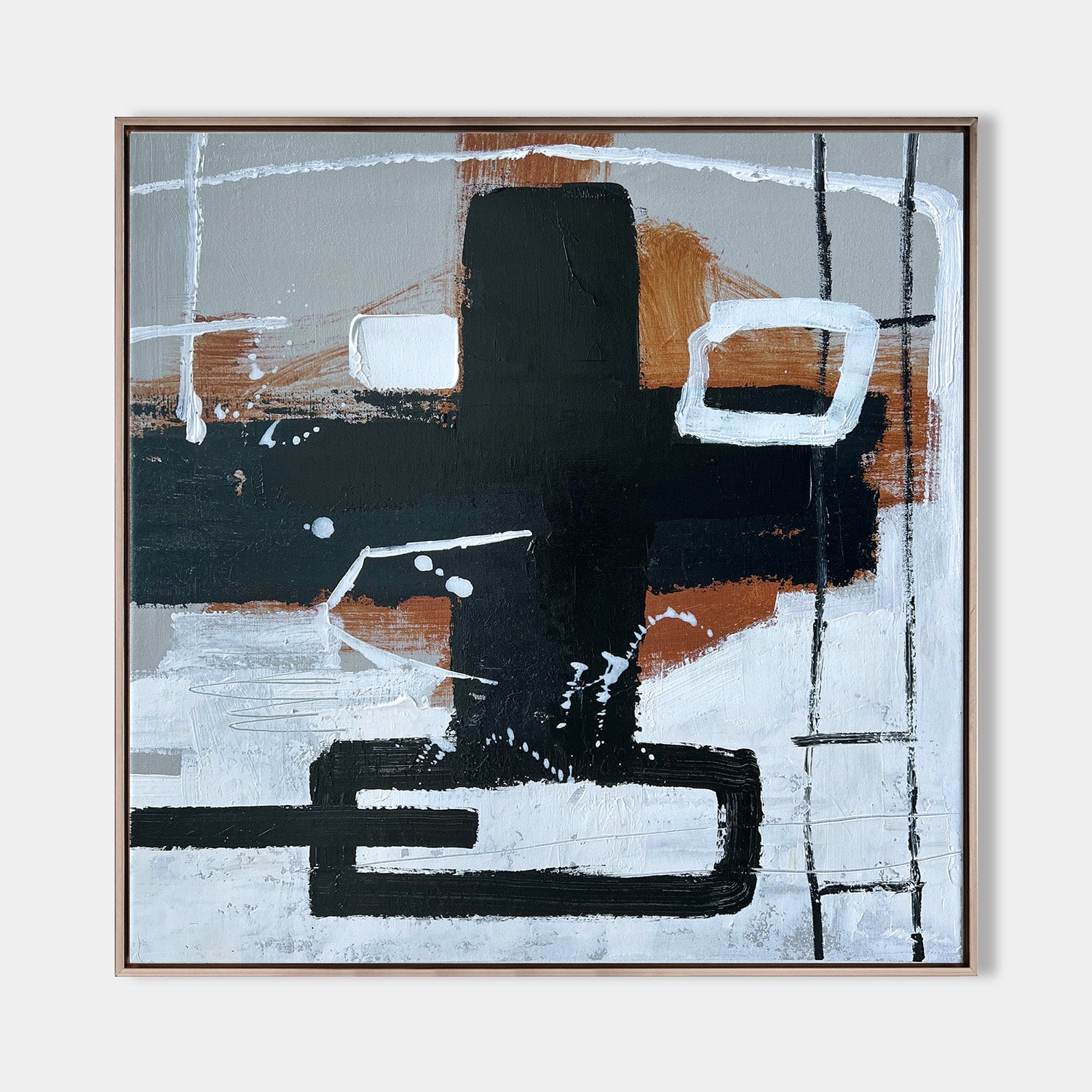 Modern Black And Brown Abstract Painting Large Acrylic Painting For Livingroom
