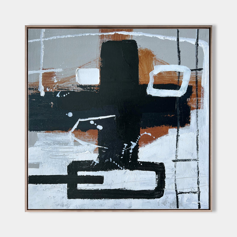 Modern Black And Brown Abstract Painting Large Acrylic Painting For Livingroom