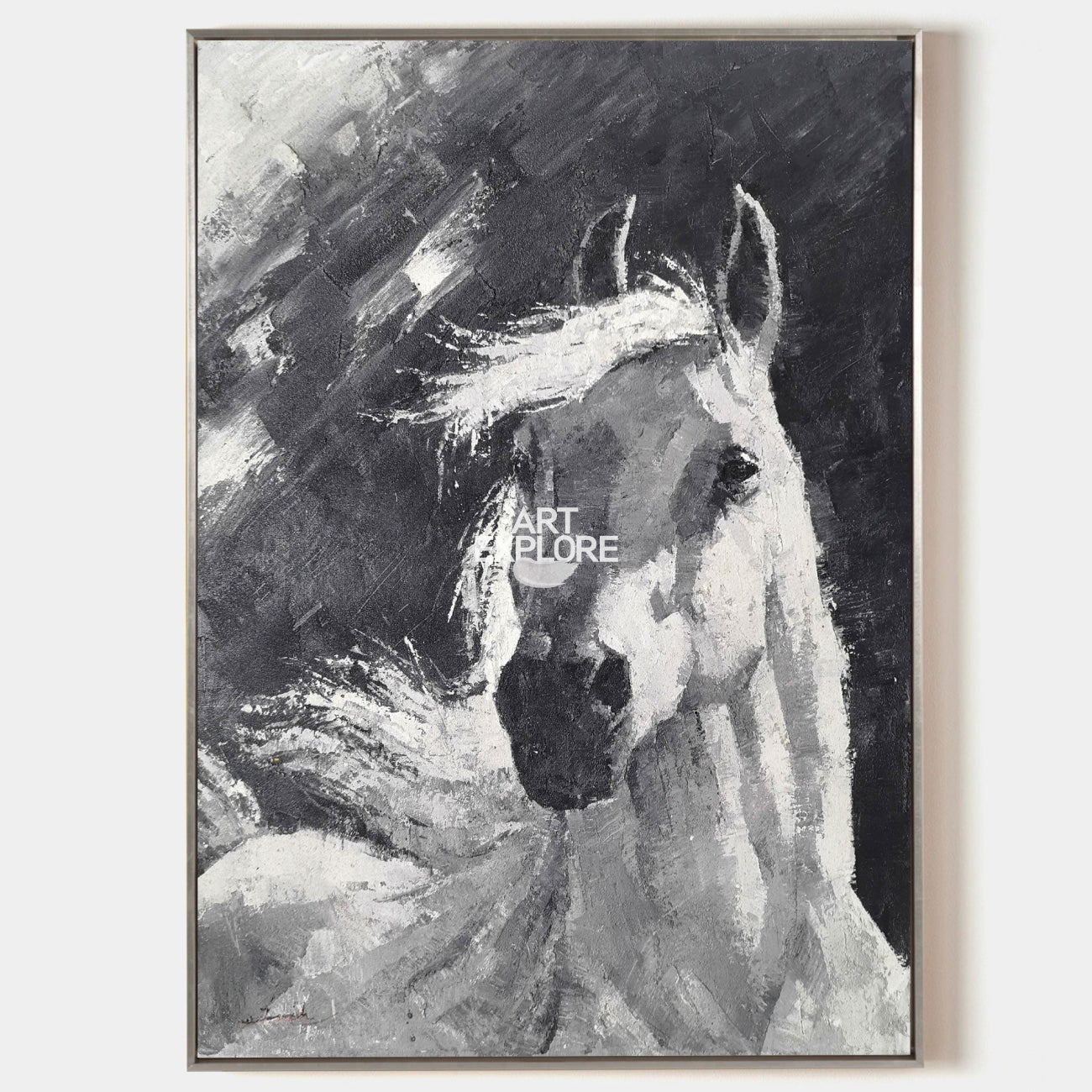 Black And White Horse Painting Abstract Horse Art Contemporary Horse Art