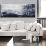 Blue And White Abstract Art Large Panoramic Wall Art Huge Canvas Art