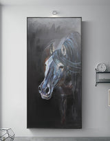Large Black Arabian Horse Paintings Equestrian Painting Framed Horse Wall Art