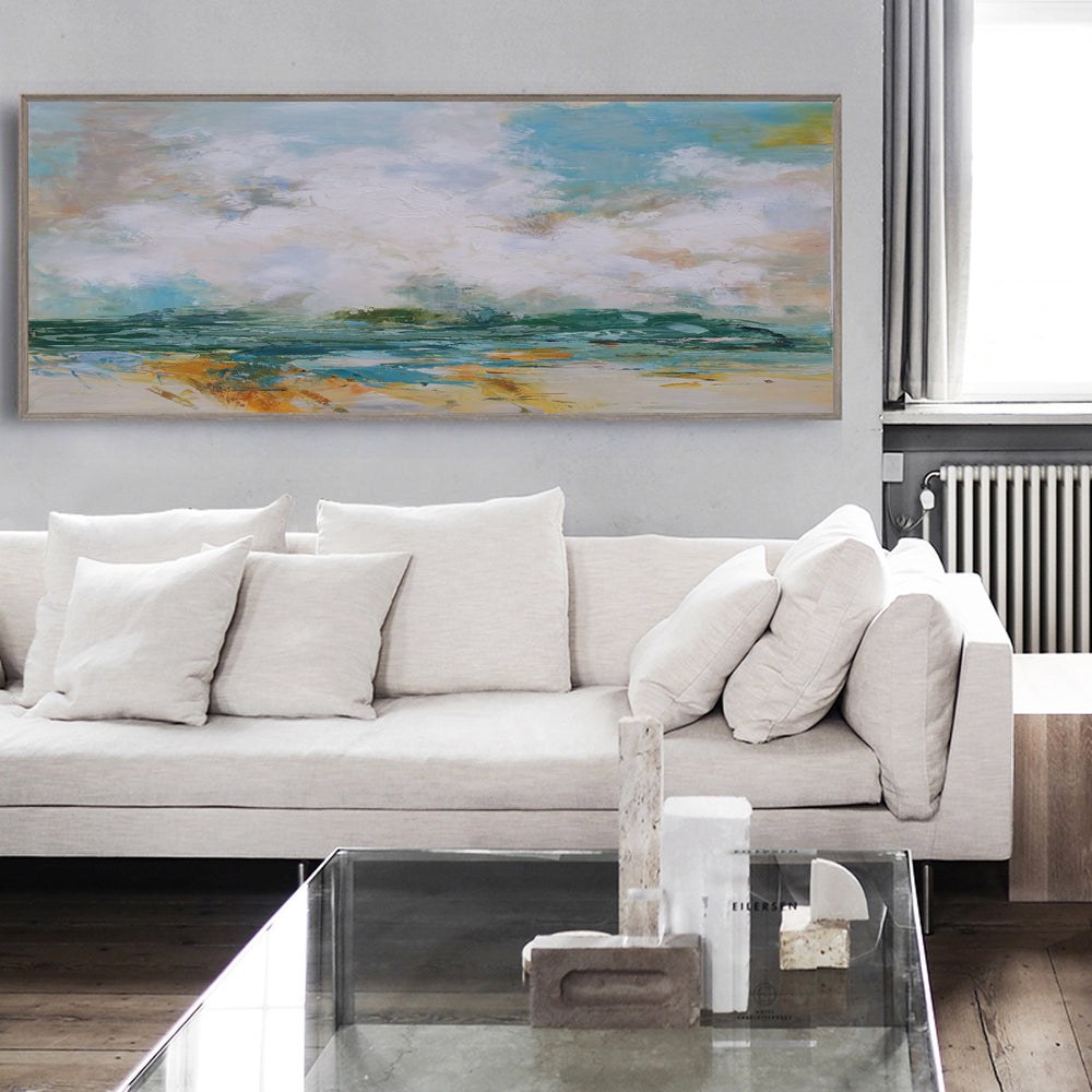 Large Impressionist Seascapes Beach Scene Painting On Canvas Panoramic Canvas Painting For Livingroom