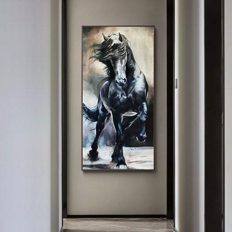 Running Black Horse Painting #ANH35